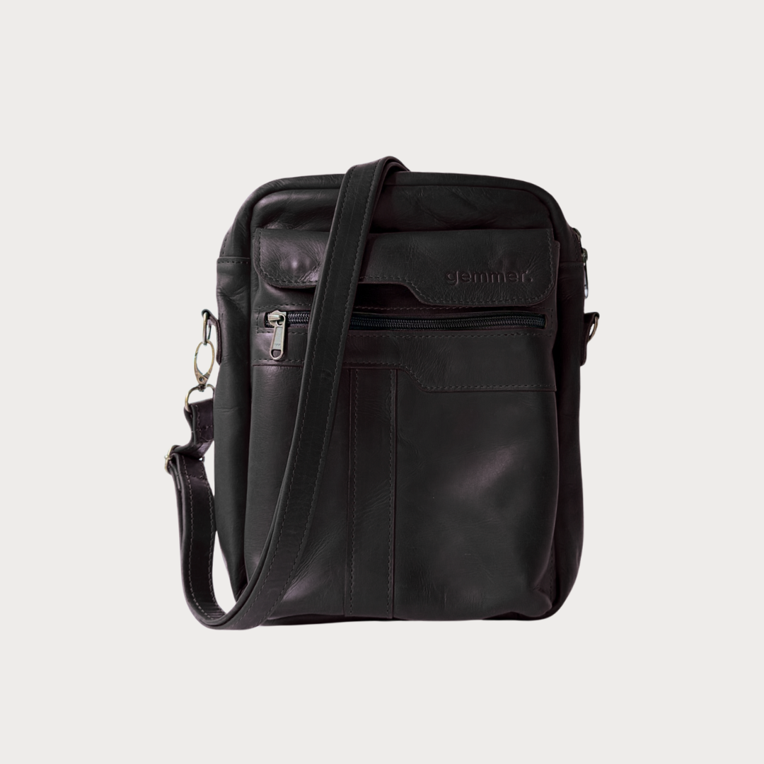 Alex Bag – Front View – Black Leather Bag