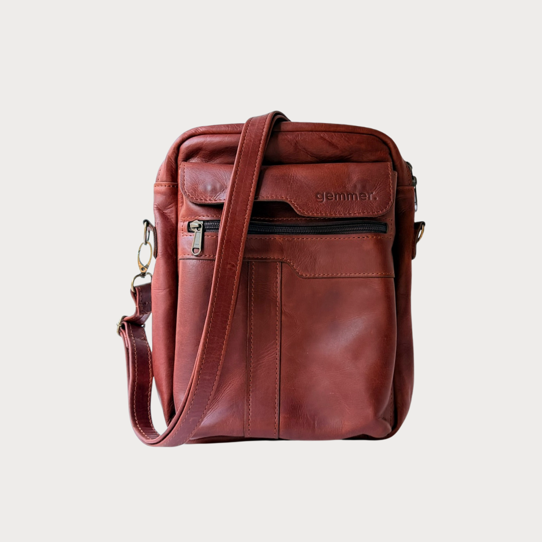 Alex Bag – Front View – Tobacco Leather Bag