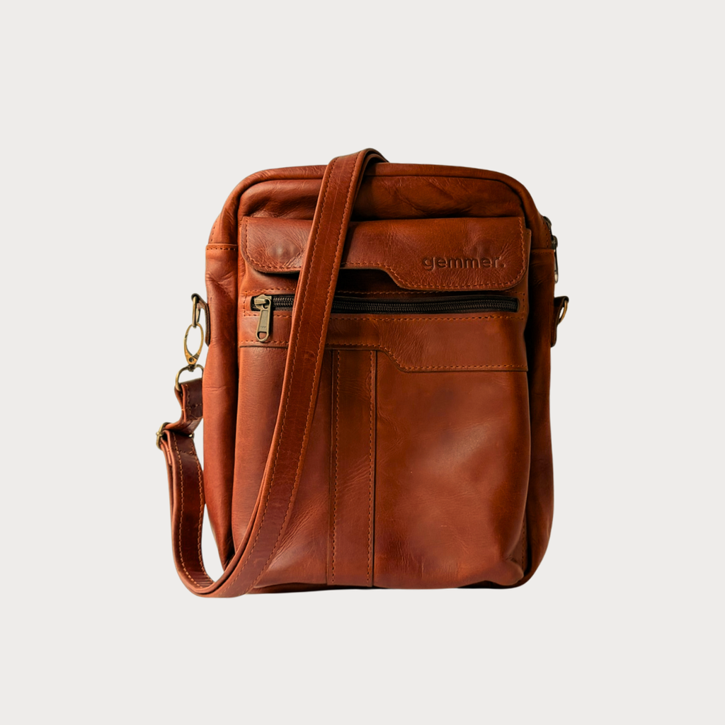 Alex Bag – Front View – Toffee Leather Bag