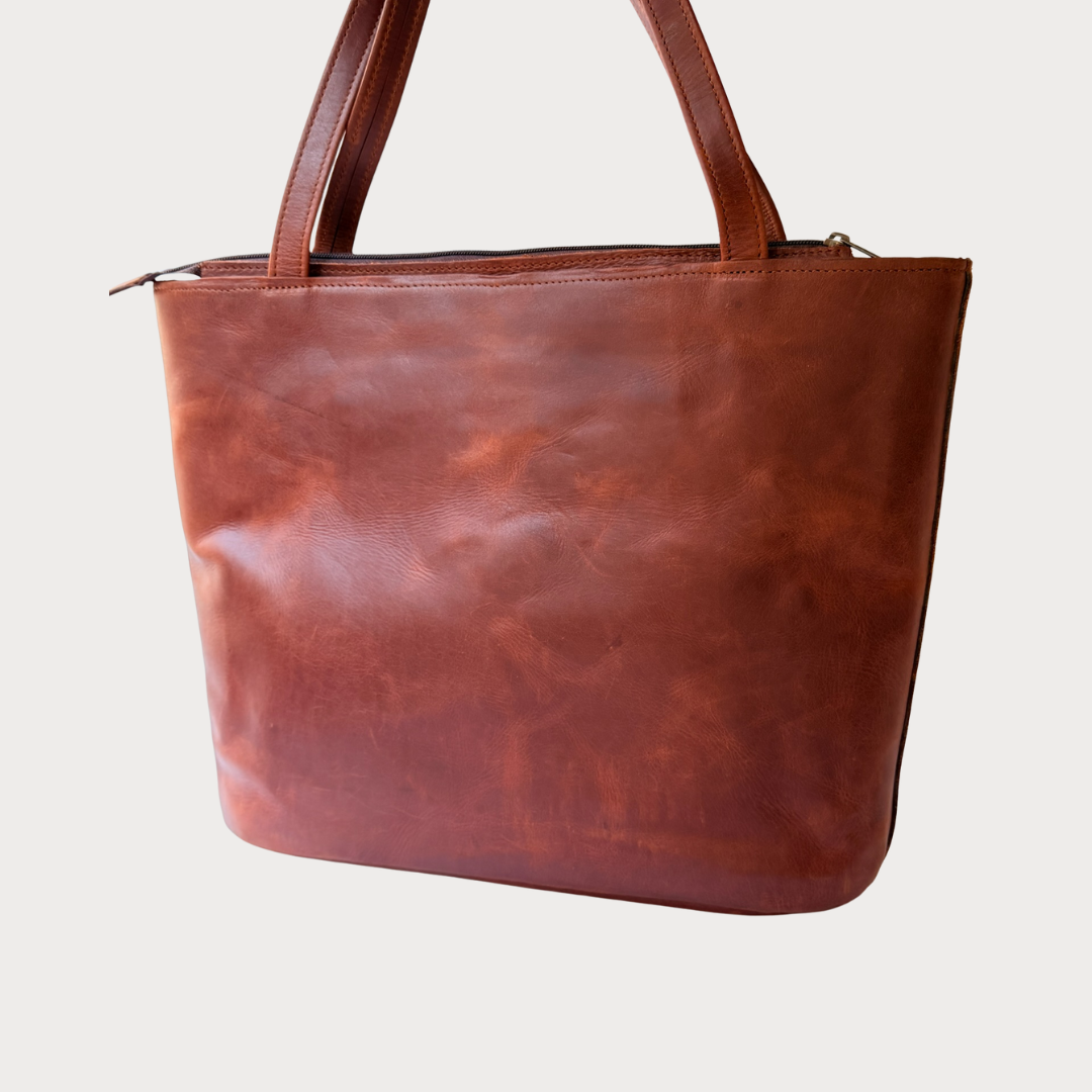 Fergie Tote Bag – Back View – Tobacco Leather Bag