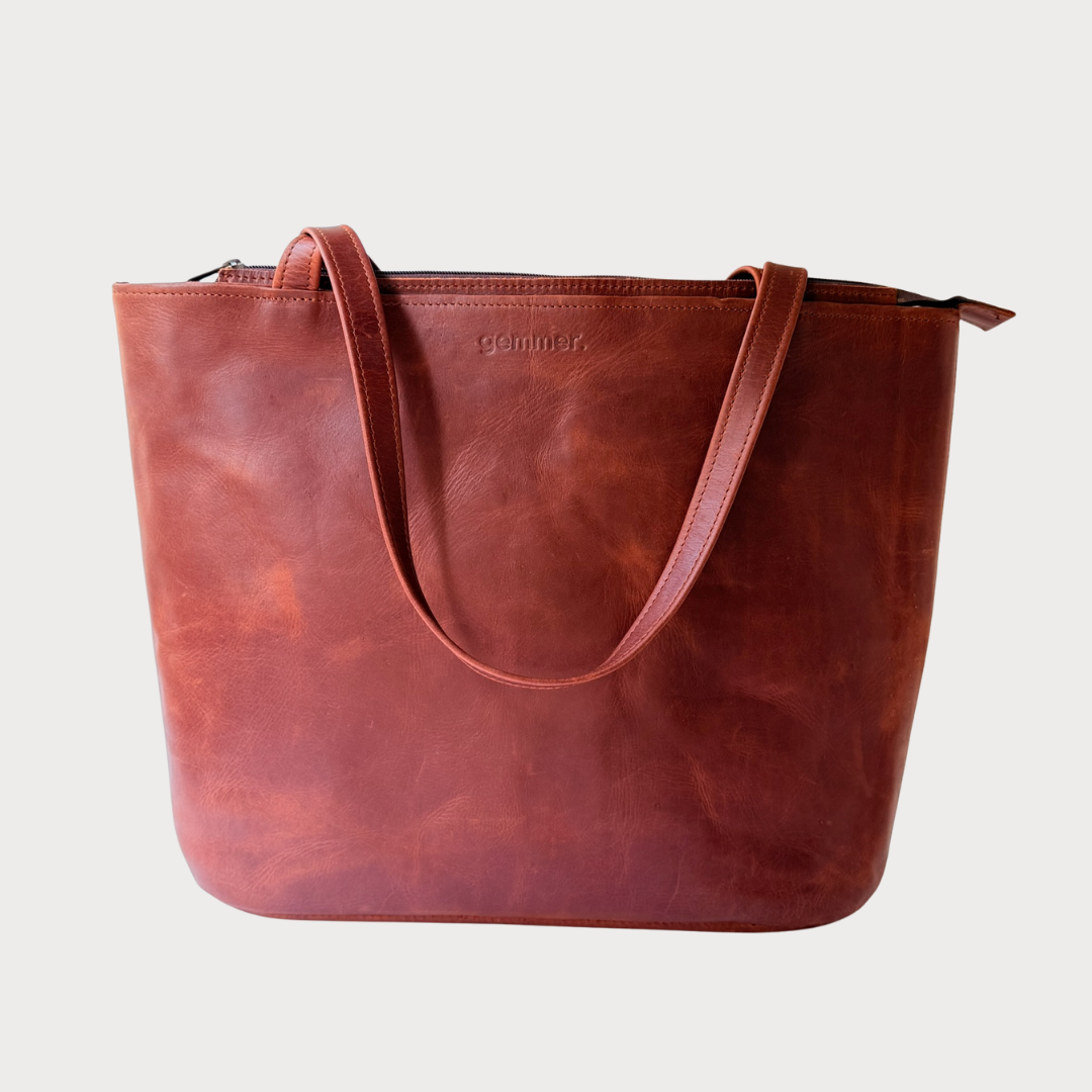 Fergie Tote Bag – Front View – Tobacco Leather Bag