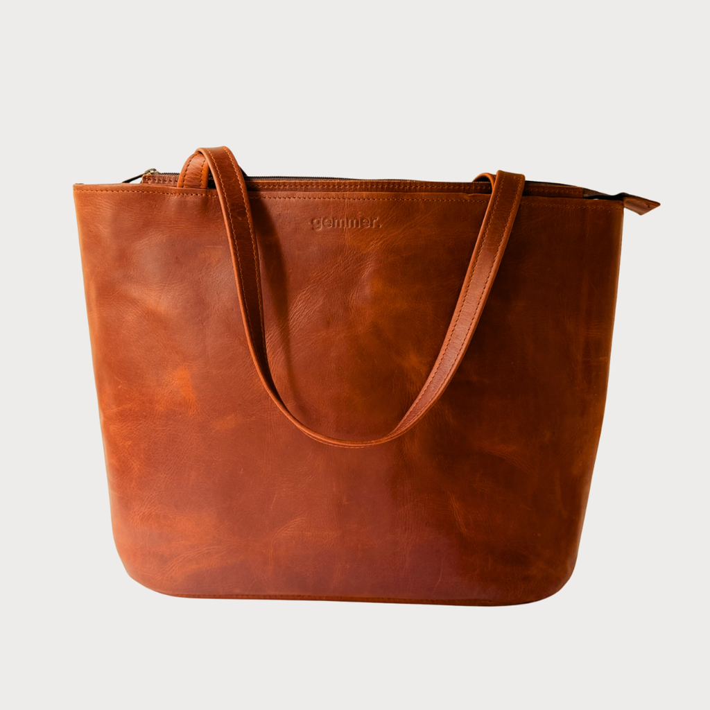 Fergie Tote Bag – Front View – Toffee Leather Bag