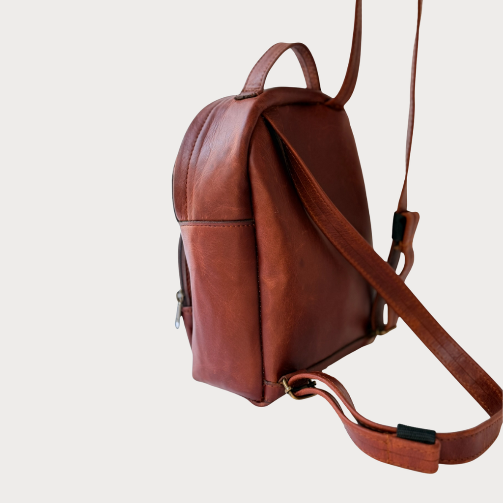 Jane Backpack – Back View – Tobacco Leather Bag