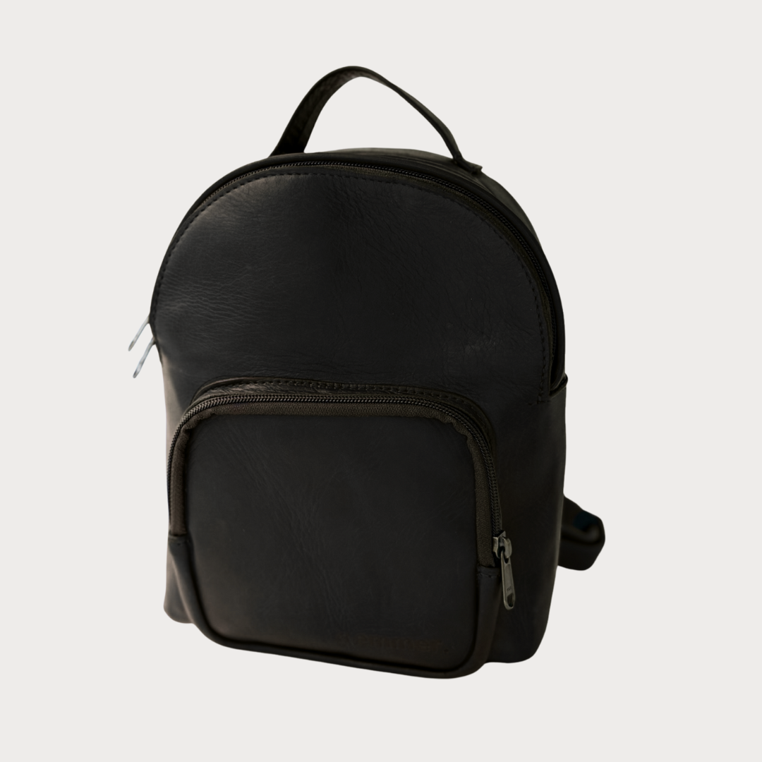 Jane Backpack – Front View – Black Leather Bag