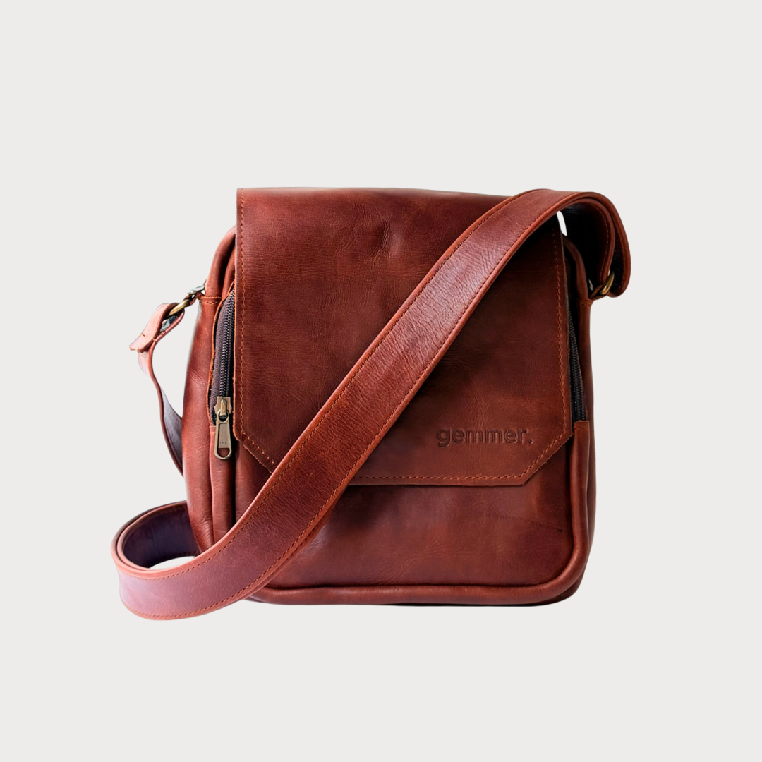 Jean Bag – Front View – Tobacco Leather Bag