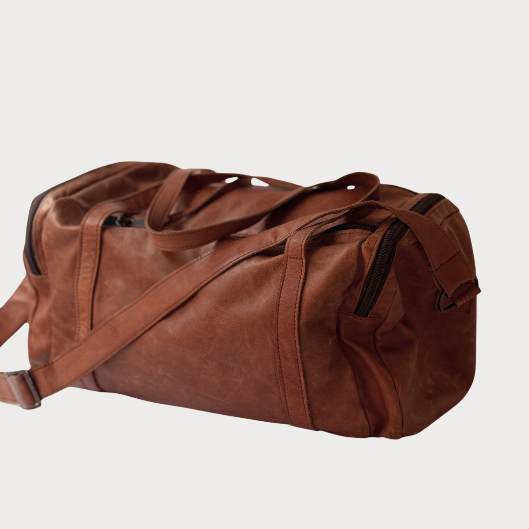 Luke Bag – Front View – Tobacco Leather Duffel Bag