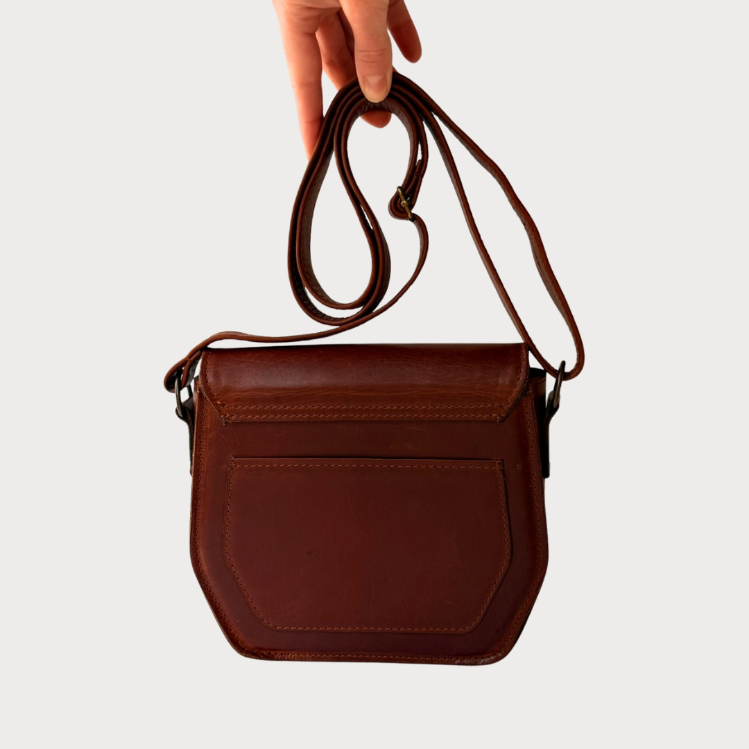 Mary Bag – Back Straps View – Tobacco Leather Bag