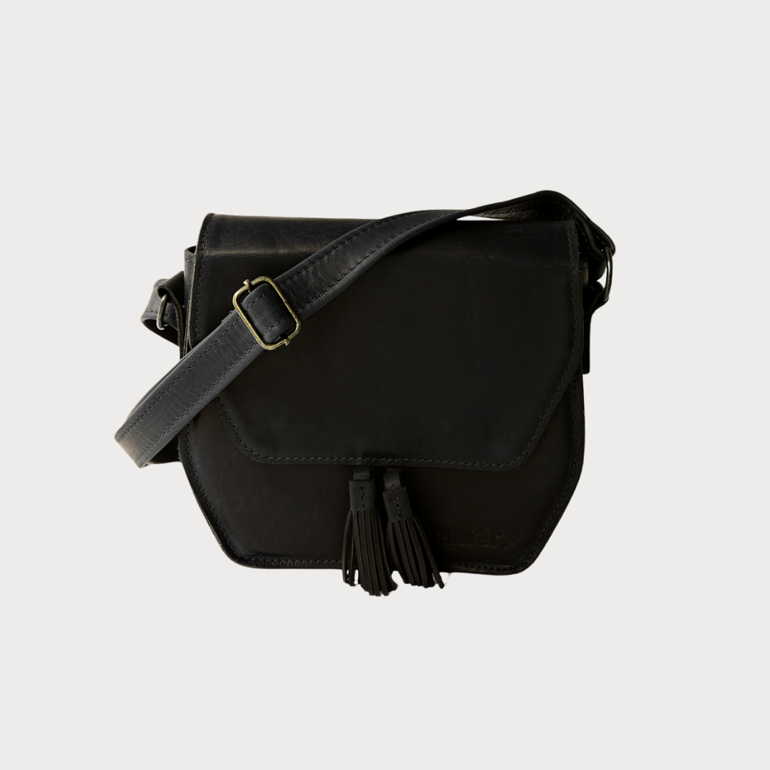 Mary Bag – Front View – Black Leather Bag