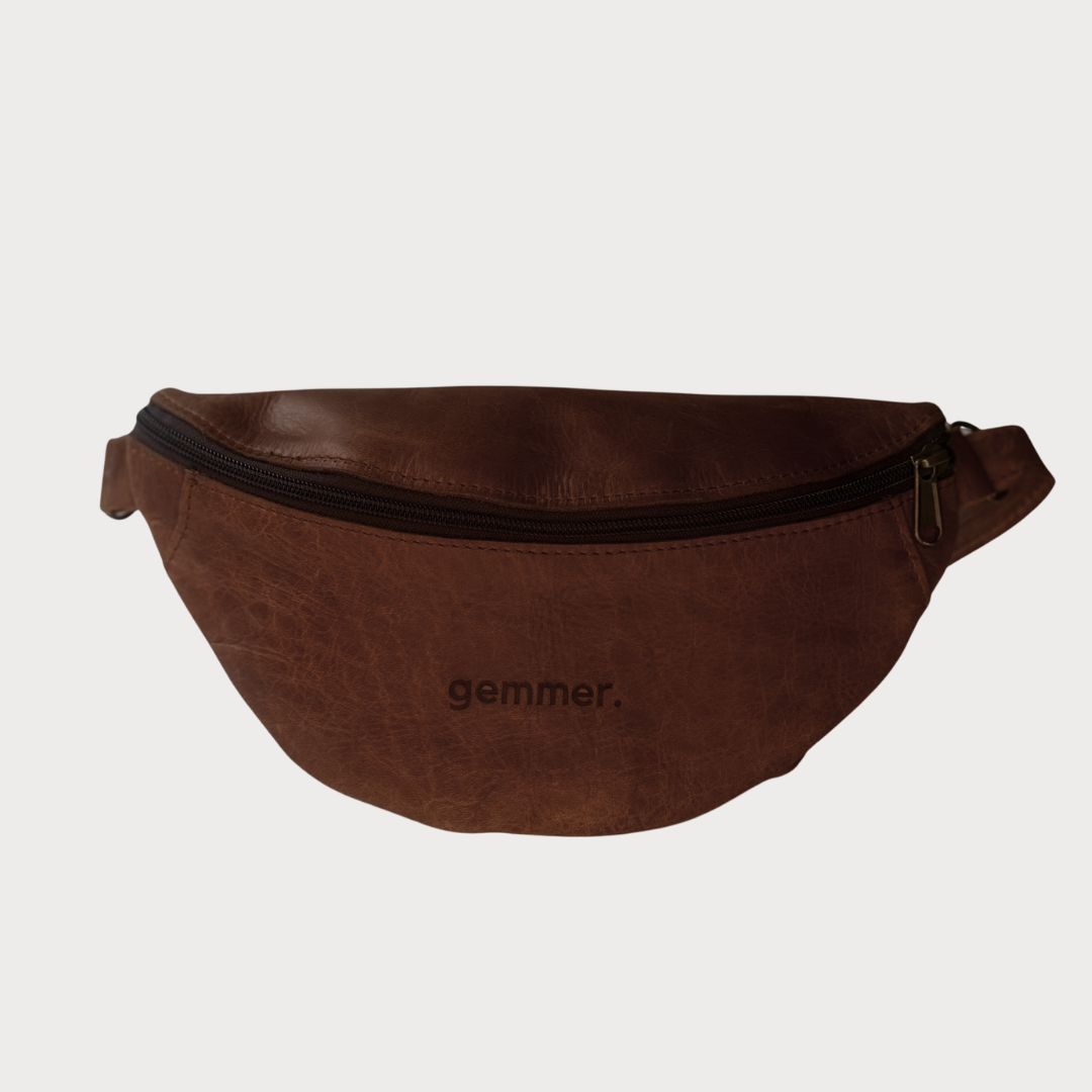 Moon Bag - Front View - Brown Leather Bag