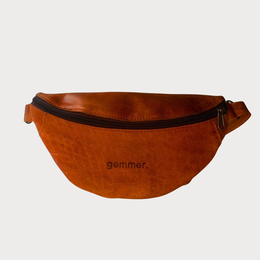 Moon Bag - Front View - Toffee Leather Bag