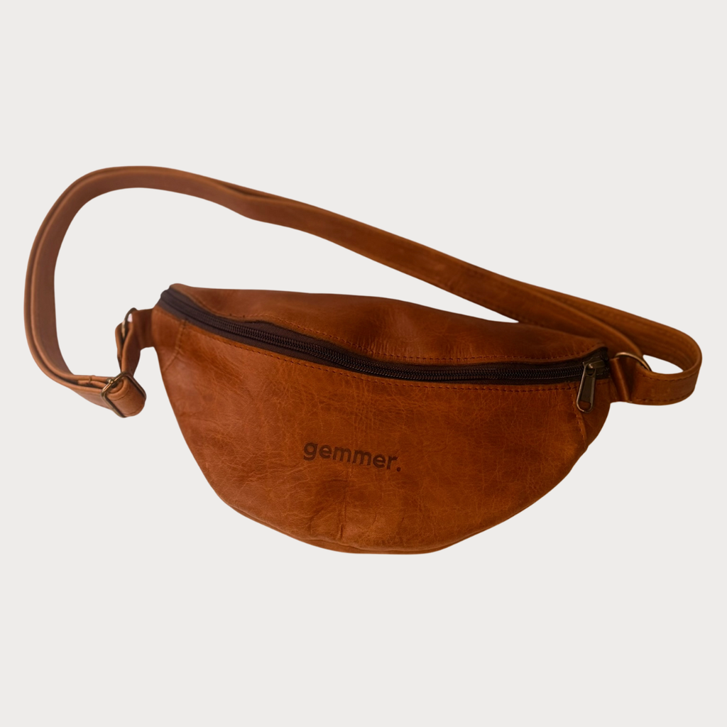 Moon Bag - Side View - Toffee Leather Bag