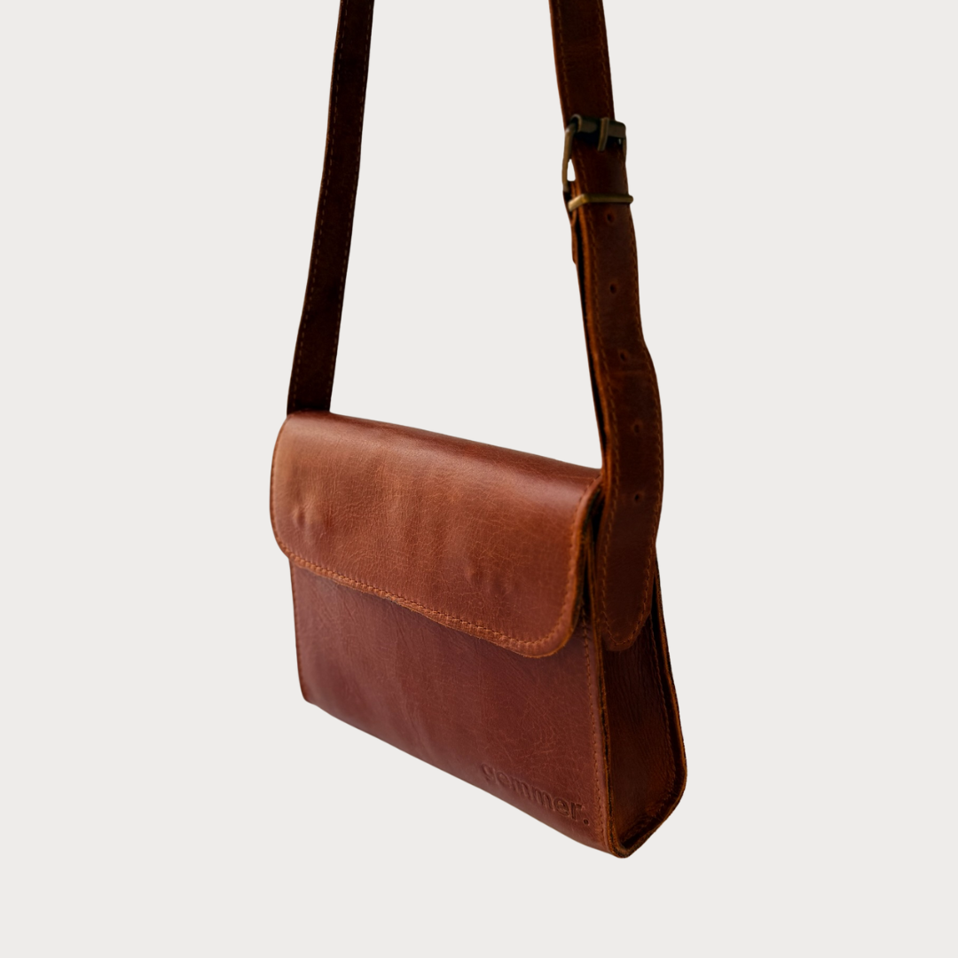 Proto Bag – Side View – Tobacco Leather Bag