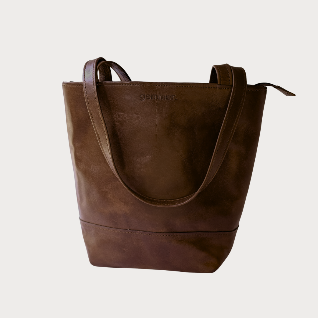 Small Tote Bag – Front View – Brown Leather Bag