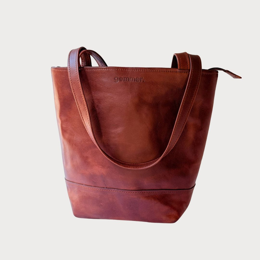 Small Tote Bag – Front View – Tobacco Leather Bag