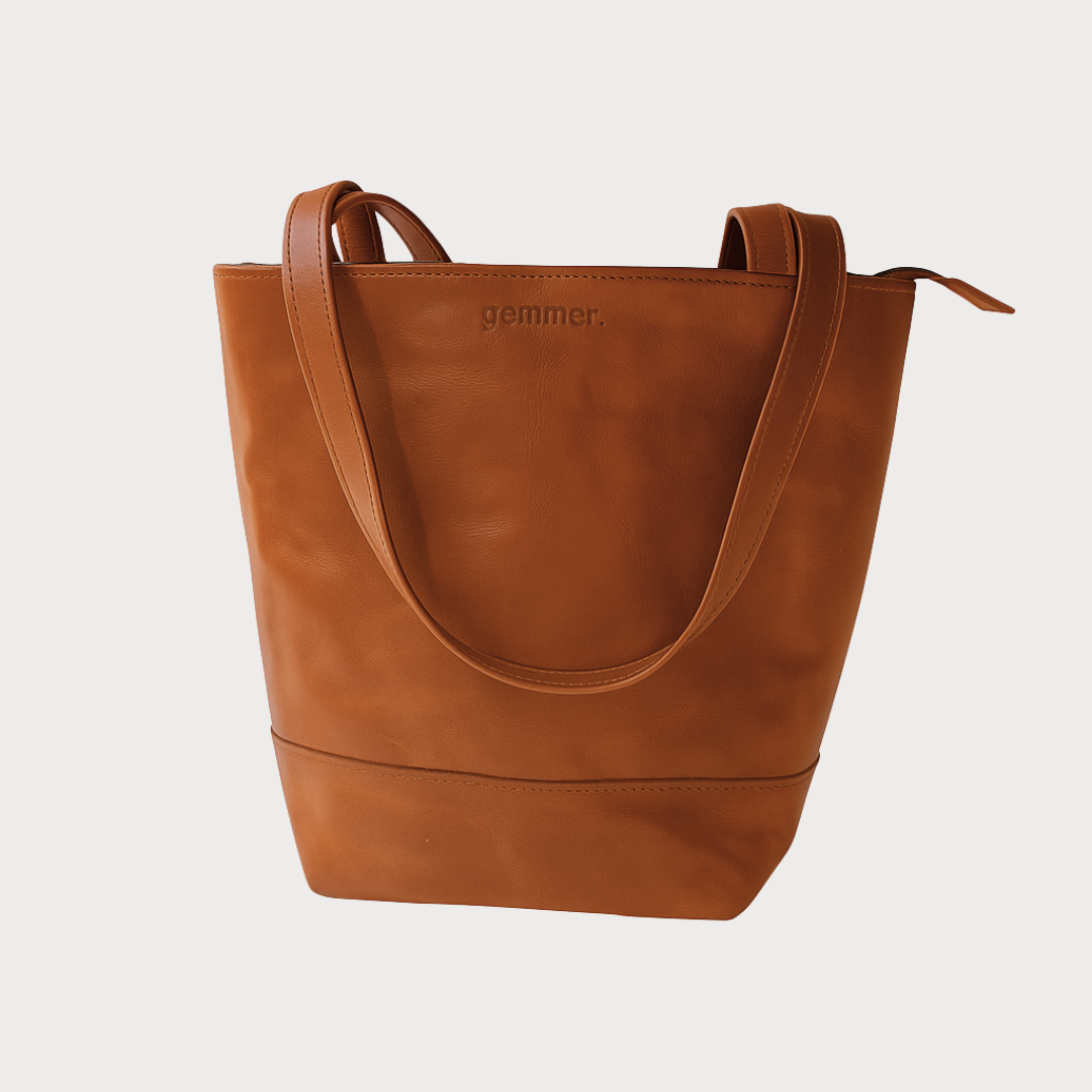 Small Tote Bag – Front View – Toffee Leather Bag